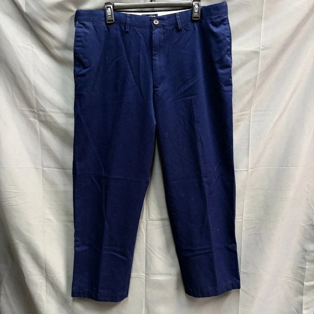 Lands' End Chino Pants Traditional Fit Mens 38 Navy Blue Cotton Casual Pre-owned